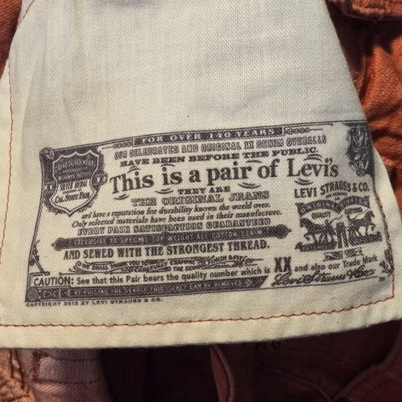 Levis 501 White Oak Cone Denim Jeans Button Fly Salmon Orange Mens Fit Sz 32x29 - Picture 12 of 14